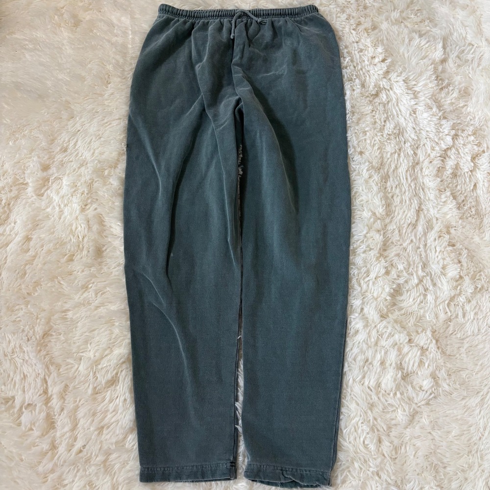 BSX Vintage 100% Cotton Sweatpants M/L Faded Teal Green Drawstring Joggers USA